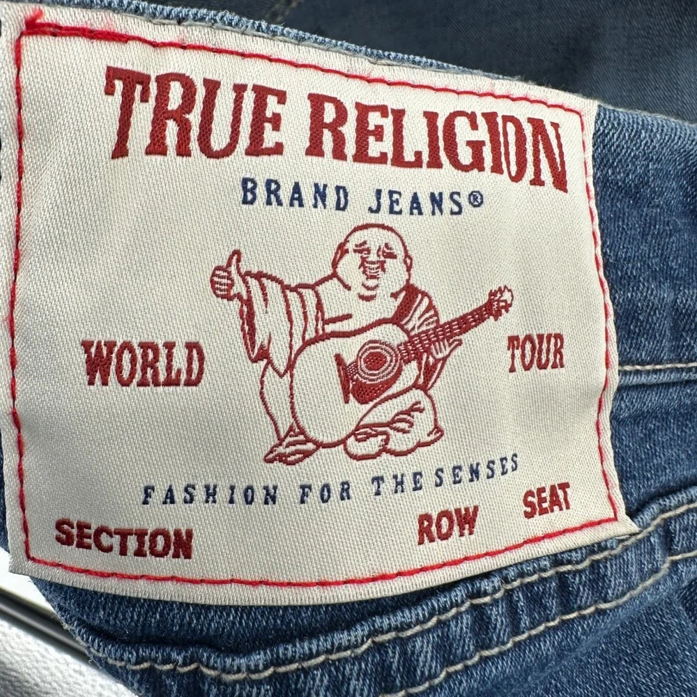 True Religion Bobby Jeans Mens 36 Blue Patch Relaxed Baggy Modern Streetwear NWT